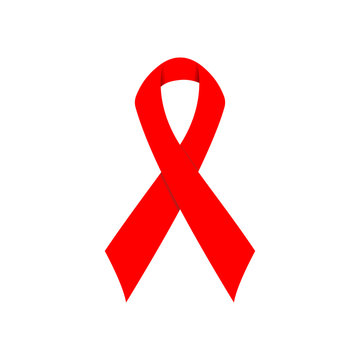 Red ribbon isolated on a white background. Visual sign or symbol AIDS. HIV/AIDS awareness and prevention of drug abuse and drunk driving. World AIDS Day