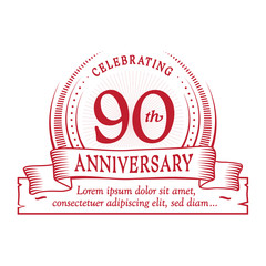 90 years anniversary design template. 90th logo. Vector and illustration. 