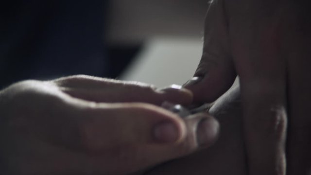 Injecting heroin (fake)