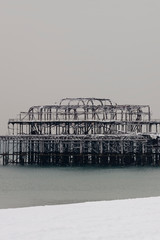 brighton west pier covered in snow