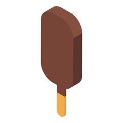 Chocolate popsicle icon. Isometric of chocolate popsicle vector icon for web design isolated on white background