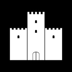 Castle icon on black.