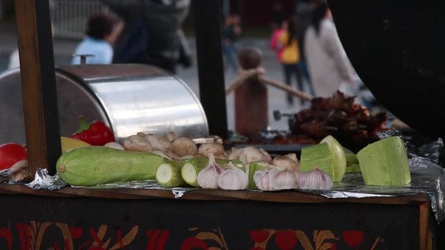 vegetables on a street fodd market