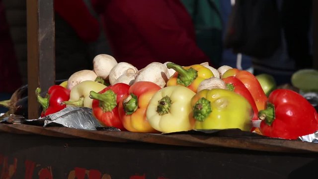 vegetables on a street fodd market