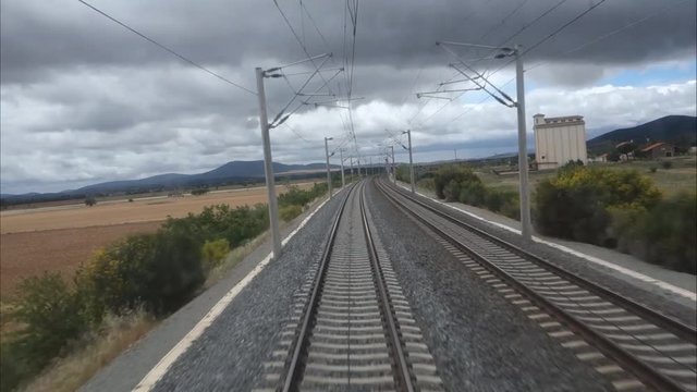View of the last car of the train. high-speed train