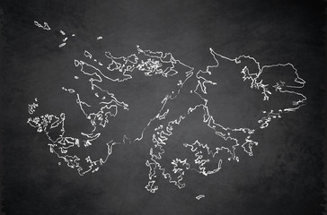 Falkland Islands map blackboard chalkboard blank
