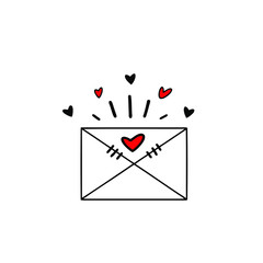 Vector love letter with hearts 