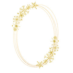 Hand painted Christmas golden snowflakes template.