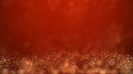 golden lights on red background christmas card,bright decoration for merry xmas greeting message.Elegant holiday season christmas card.Copy type space for text or logo