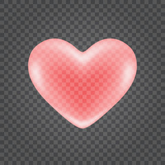 Red shiny heart shape isolated on transparency background vector illustration