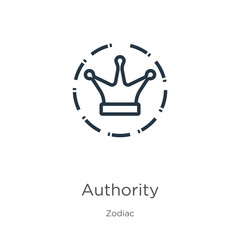 Authority icon. Thin linear authority outline icon isolated on white background from zodiac collection. Line vector authority sign, symbol for web and mobile
