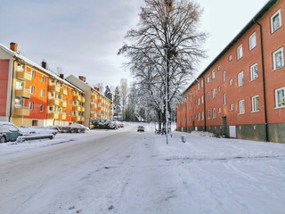 old town in winter, Hagfors, Sweden.