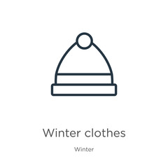 Winter clothes icon. Thin linear winter clothes outline icon isolated on white background from winter collection. Line vector winter clothes sign, symbol for web and mobile