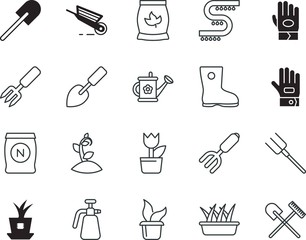 gardening vector icon set such as: board, wheel, chip, s, microchip, pressure, autumn, petal, drop, wear, abstract, iron, compressor, weather, electronic, planting, component, rubber, biology, thin