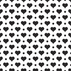Naklejka na ściany i meble Black hearts vector shapes on a white background. Abstract seamless love wallpaper.