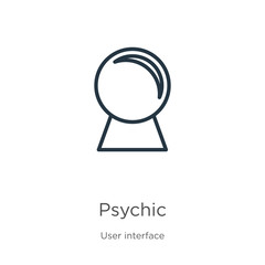 Psychic icon. Thin linear psychic outline icon isolated on white background from user interface collection. Line vector psychic sign, symbol for web and mobile