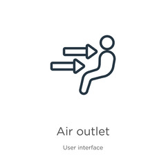 Air outlet icon. Thin linear air outlet outline icon isolated on white background from user interface collection. Line vector air outlet sign, symbol for web and mobile