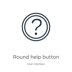 Round help button icon. Thin linear round help button outline icon isolated on white background from user interface collection. Line vector round help button sign, symbol for web and mobile