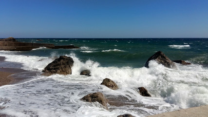 Pier embankment of Crimea. Sea pier.