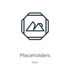 Placeholders icon. Thin linear placeholders outline icon isolated on white background from signs collection. Line vector placeholders sign, symbol for web and mobile