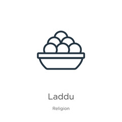 Laddu icon. Thin linear laddu outline icon isolated on white background from religion collection. Line vector laddu sign, symbol for web and mobile