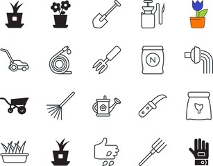 gardening vector icon set such as: maintenance, cut, fabric, network, appliance, icons, outside, site, seed, pitch, snow, dirt, cutting, scoop, wooden, gloves, lawnmower, view, clothing, earth, style