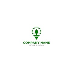 Pin Pine Logo Design Vector