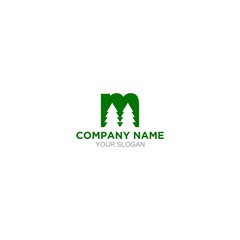 M Pines Logo Design Vector