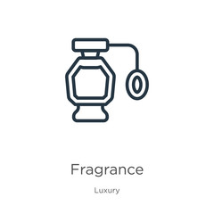 Fragrance icon. Thin linear fragrance outline icon isolated on white background from luxury collection. Line vector fragrance sign, symbol for web and mobile