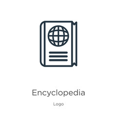 Encyclopedia icon. Thin linear encyclopedia outline icon isolated on white background from logo collection. Line vector encyclopedia sign, symbol for web and mobile