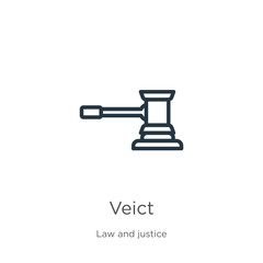 Veredict icon. Thin linear veredict outline icon isolated on white background from law and justice collection. Line vector veredict sign, symbol for web and mobile