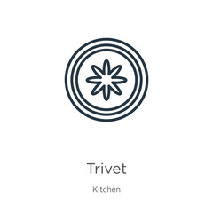 Trivet icon. Thin linear trivet outline icon isolated on white background from kitchen collection. Line vector trivet sign, symbol for web and mobile