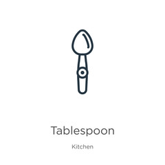 Tablespoon icon. Thin linear tablespoon outline icon isolated on white background from kitchen collection. Line vector tablespoon sign, symbol for web and mobile