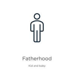 Fatherhood icon. Thin linear fatherhood outline icon isolated on white background from kids and baby collection. Line vector fatherhood sign, symbol for web and mobile