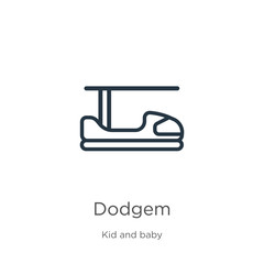 Dodgem icon. Thin linear dodgem outline icon isolated on white background from kids and baby collection. Line vector dodgem sign, symbol for web and mobile