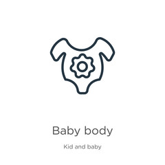 Baby body icon. Thin linear baby body outline icon isolated on white background from kids and baby collection. Line vector baby body sign, symbol for web and mobile