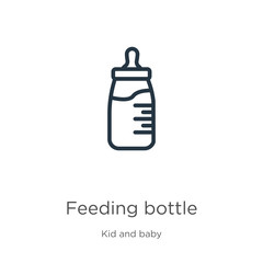 Feeding bottle icon. Thin linear feeding bottle outline icon isolated on white background from kid and baby collection. Line vector feeding bottle sign, symbol for web and mobile