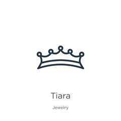 Tiara icon. Thin linear tiara outline icon isolated on white background from jewelry collection. Line vector tiara sign, symbol for web and mobile © Premium Art