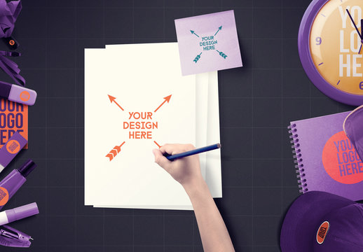 Back to School Purple School Supplies Mockup