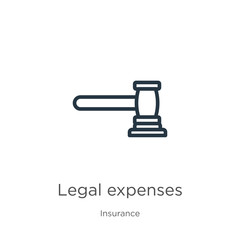 Legal expenses icon. Thin linear legal expenses outline icon isolated on white background from insurance collection. Line vector legal expenses sign, symbol for web and mobile