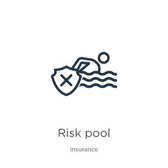 Risk pool icon. Thin linear risk pool outline icon isolated on white background from insurance collection. Line vector risk pool sign, symbol for web and mobile