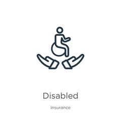 Disabled icon. Thin linear disabled outline icon isolated on white background from insurance collection. Line vector disabled sign, symbol for web and mobile