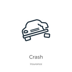 Crash icon. Thin linear crash outline icon isolated on white background from insurance collection. Line vector crash sign, symbol for web and mobile