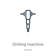 Drilling machine icon. Thin linear drilling machine outline icon isolated on white background from industry collection. Line vector drilling machine sign, symbol for web and mobile