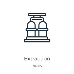 Extraction icon. Thin linear extraction outline icon isolated on white background from industry collection. Line vector extraction sign, symbol for web and mobile