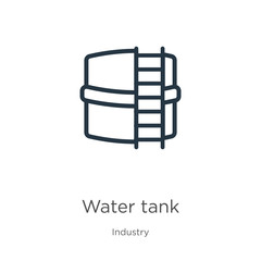 Water tank icon. Thin linear water tank outline icon isolated on white background from industry collection. Line vector water tank sign, symbol for web and mobile