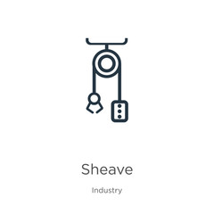 Sheave icon. Thin linear sheave outline icon isolated on white background from industry collection. Line vector sheave sign, symbol for web and mobile