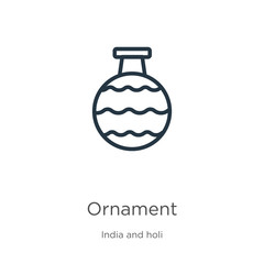 Ornament icon. Thin linear ornament outline icon isolated on white background from india and holi collection. Line vector ornament sign, symbol for web and mobile
