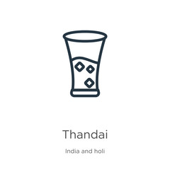 Thandai icon. Thin linear thandai outline icon isolated on white background from india and holi collection. Line vector thandai sign, symbol for web and mobile