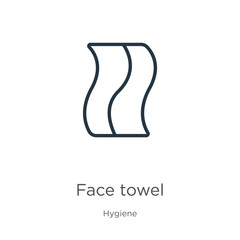 Face towel icon. Thin linear face towel outline icon isolated on white background from hygiene collection. Line vector face towel sign, symbol for web and mobile